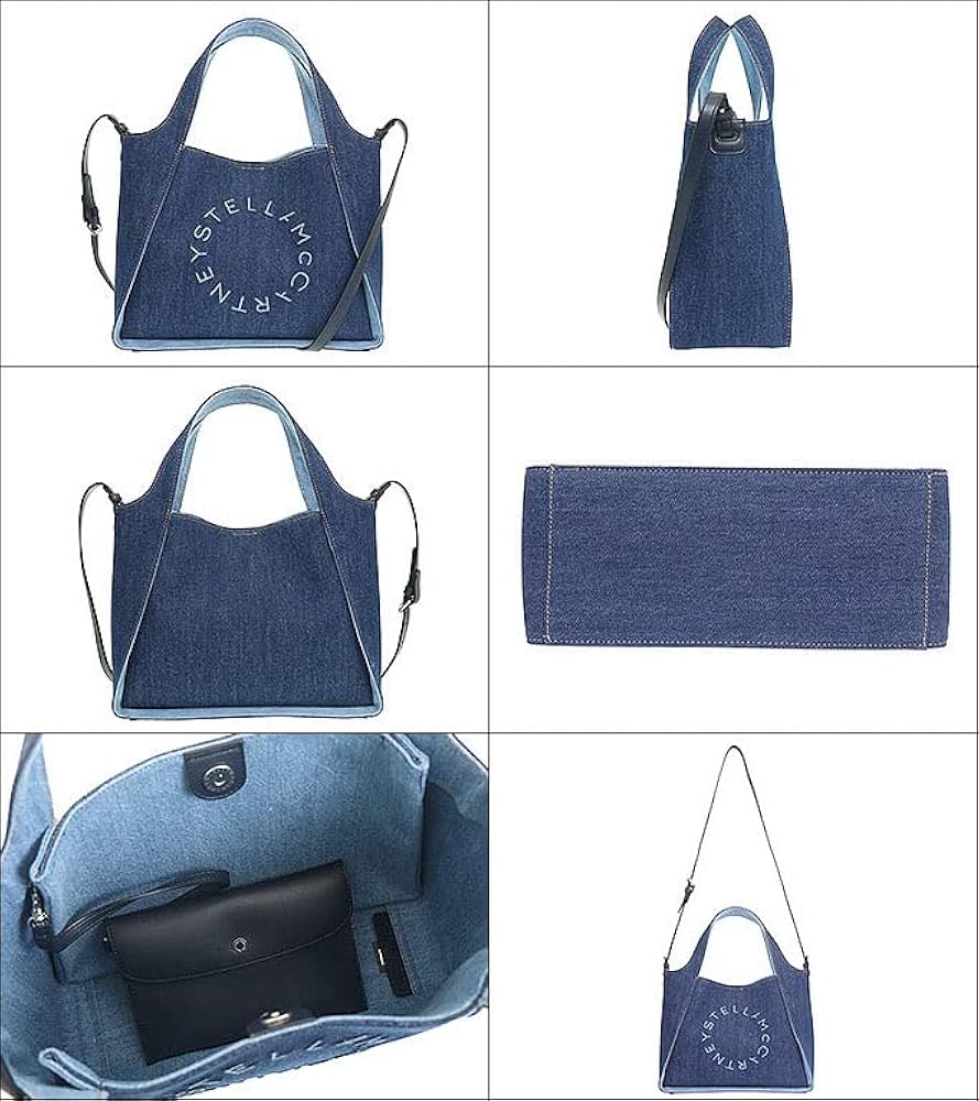 【美品✨】ステラマッカートニー ロゴトートバック デニム 2way ポーチ付 美品✨】ステラマッカートニー ロゴトートバック デニム 2way